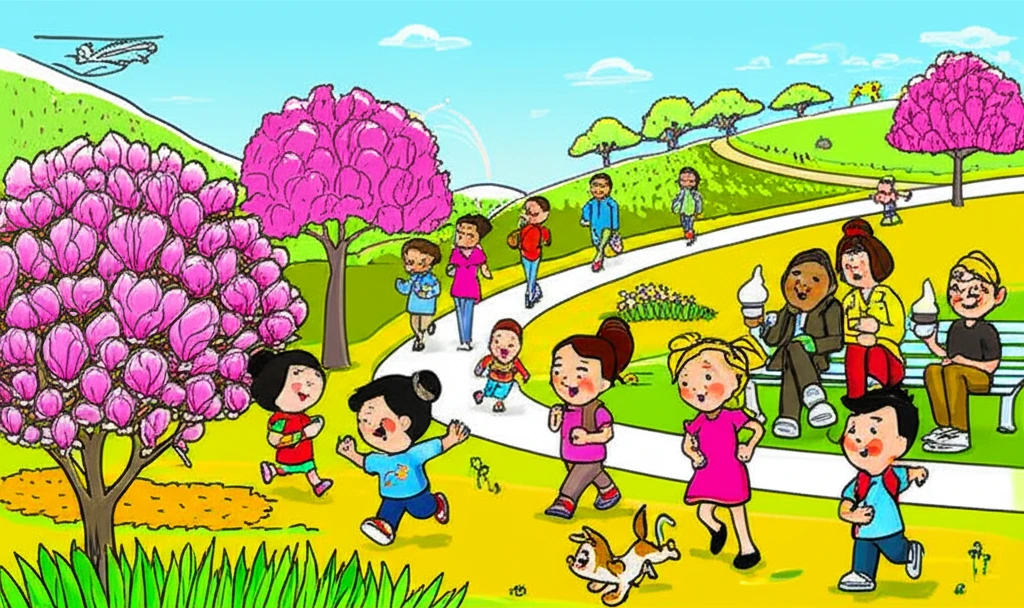 보라매공원의 활기찬 봄 풍경