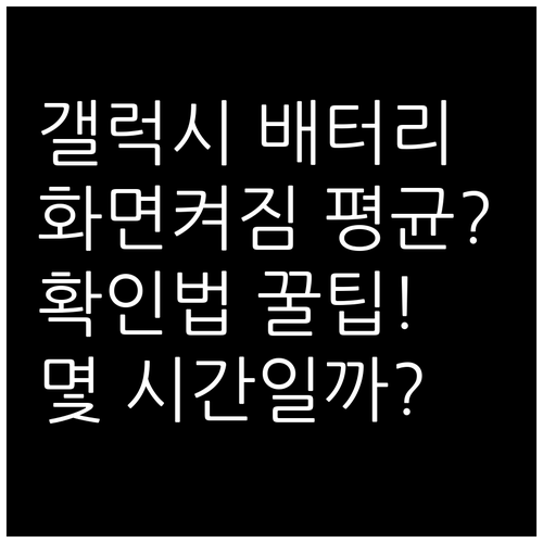 갤럭시 배터리 화면 켜짐 시간 평균과 확인 방법